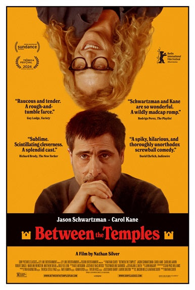 Between the Temples Movie Poster Print featuring vibrant colors and intricate design.