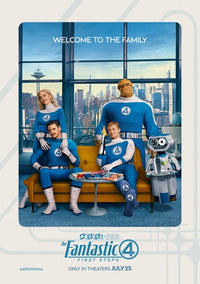 The Fantastic Four First Steps Movie Poster Print showcasing dynamic superhero imagery.