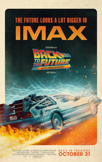 Back to the Future Movie Poster featuring Doc Brown and Marty McFly.