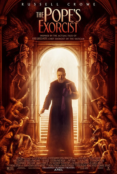 The Pope's Exorcist movie poster print showcasing dark and spiritual themes.
