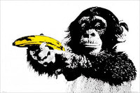 Monkey Pointing a Banana Poster Print - Fun Décor for Home or Office
