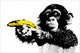 Monkey Pointing a Banana Poster Print - Fun Décor for Home or Office