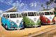 VW California Campers Surfer Beach Poster Print - 34x22