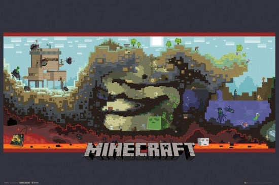 Minecraft Micro World Landscape Poster Print - 34x22