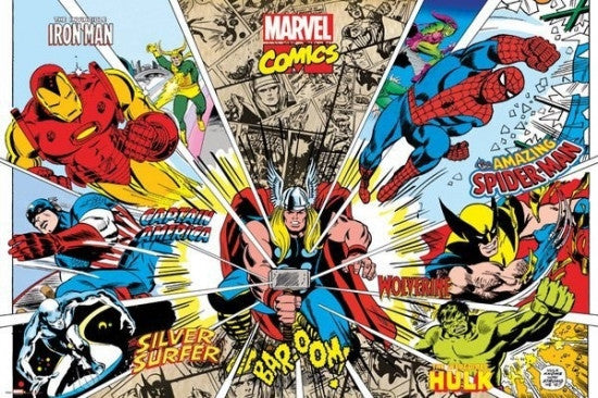 Marvel Comics Rays of Characters Rolled Poster Print