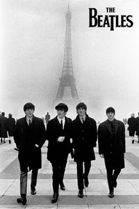 The Beatles Walking in Paris Eiffel Tower Poster Print
