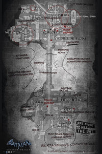 Batman Origins Map of Gotham City Rolled Poster Print