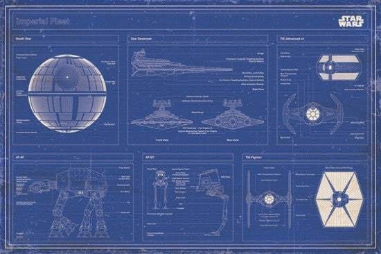 Star Wars Imperial Fleet Blueprint Poster Print - 24x36