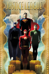 Justice League Team Art Deco Rolled Poster Print