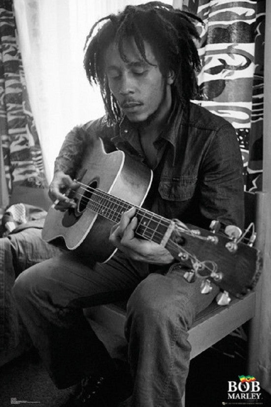 Bob Marley Playing Guitar Poster Print - 22x34
