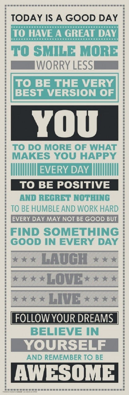 Laugh More Be Awesome Motivational Poster Print - 12x36