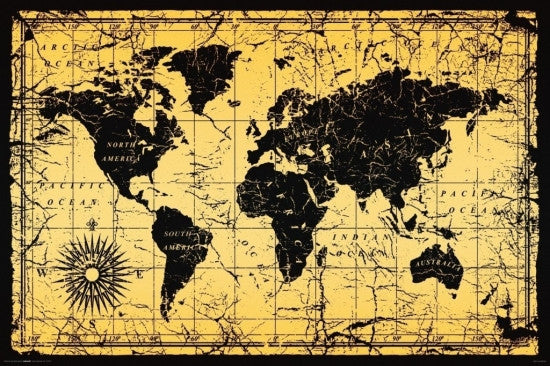 Vintage World Map Poster Print - Old Style Decoration