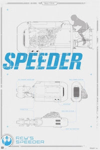 Star Wars Speeder Blueprint Poster Print - 22x34