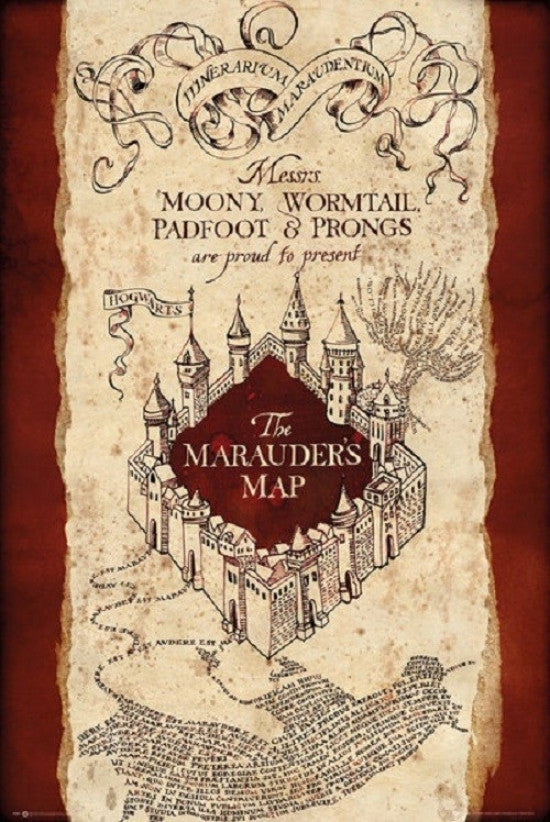 Harry Potter Marauders Map Poster Print - 24x36