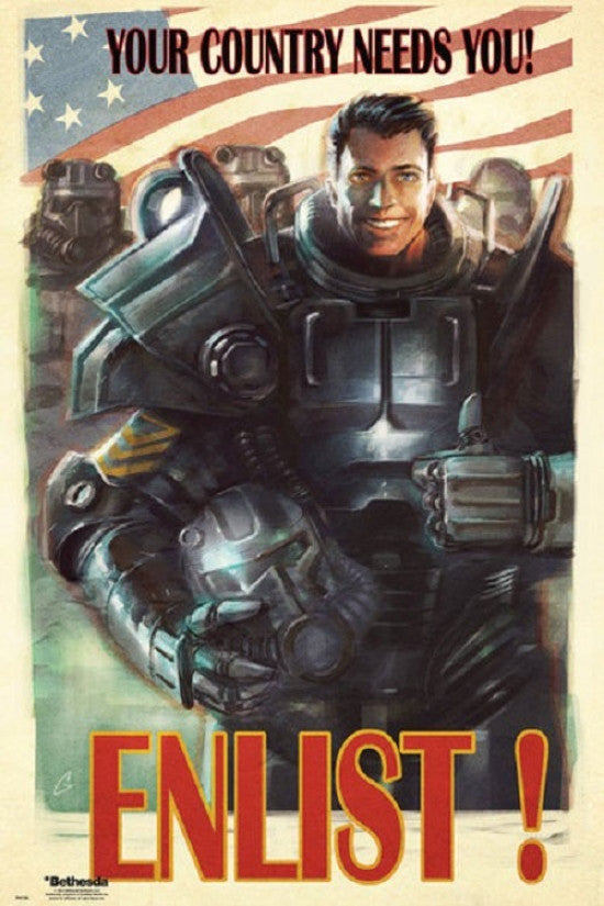 Fallout 4 Enlist Poster Print - 24x36 Rolled Art
