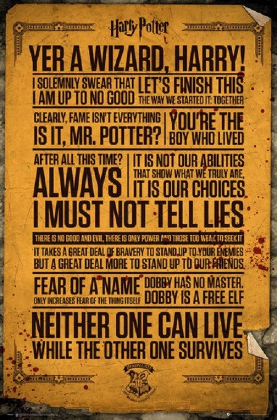 Harry Potter Quotes Rolled Poster Print - 24x36