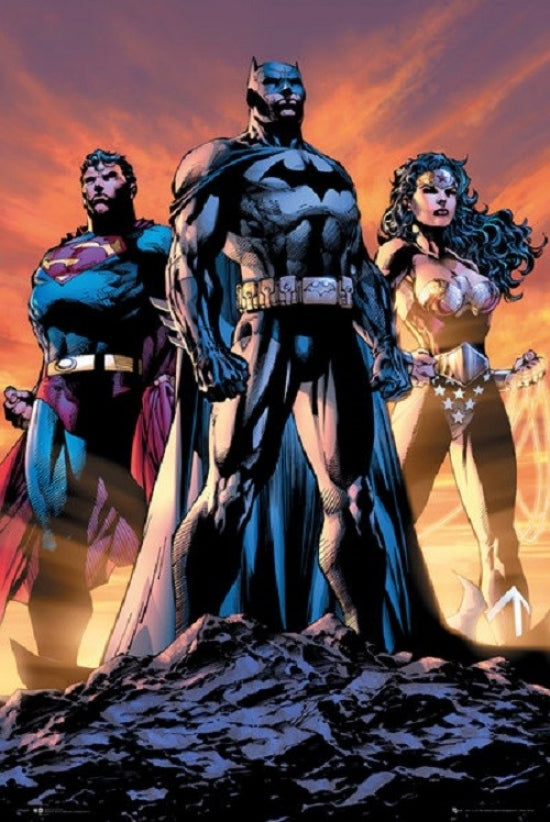 DC Comics Justice League Trio Poster featuring Superman, Batman, and Wonder Woman