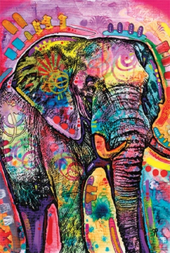 Dean Russo Elephant Poster Print - Vibrant Animal Artwork