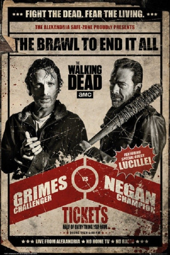 Walking Dead Grimes vs Negan Rolled Poster Print - 22x34