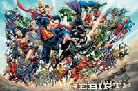 DC Comics Universe Rebirth Poster Print featuring iconic characters.