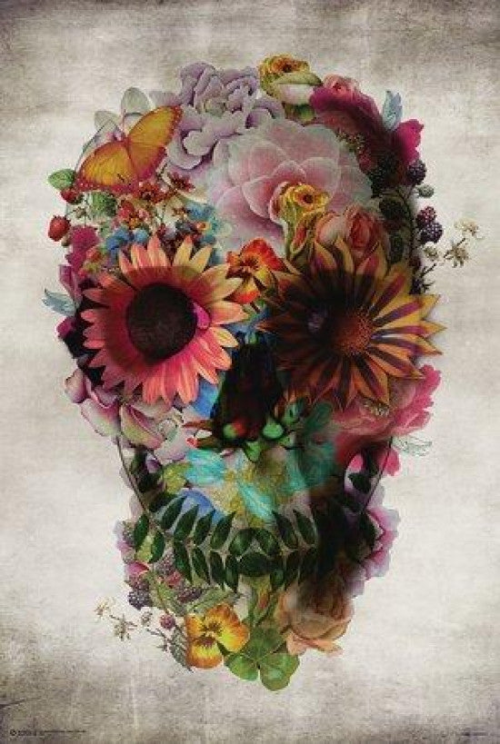 Flower Skull Poster Print - Rolled Art Print 22x34