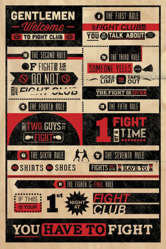Fight Club Welcome Gentlemen Welcome Poster Print 22x34
