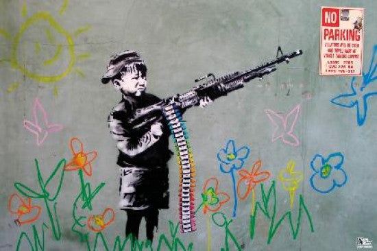 Banksy Crayon Shooter Poster Print - 34x22 Rolled Art