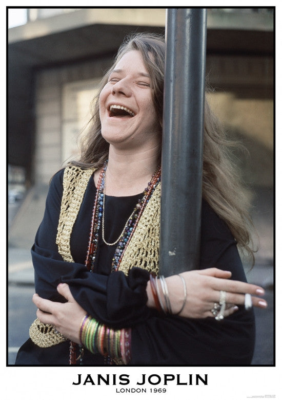 Janis Joplin Laughing Poster Print - 22x34 Rolled Art