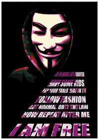 V For Vendetta 'I Am Free' Rolled Poster Print