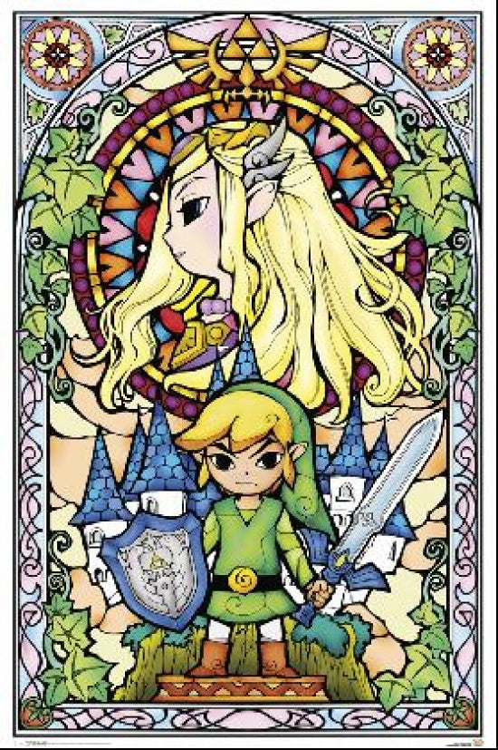Zelda Stained Glass Window Poster Print - 22x34