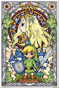 Zelda Stained Glass Window Poster Print - 22x34