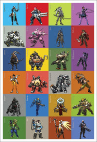 Overwatch Characters Poster Print featuring vibrant gaming heroes.