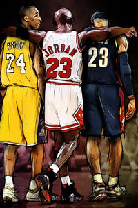 Jordan, Kobe, and LeBron Poster Print - Legendary Basketball Trio