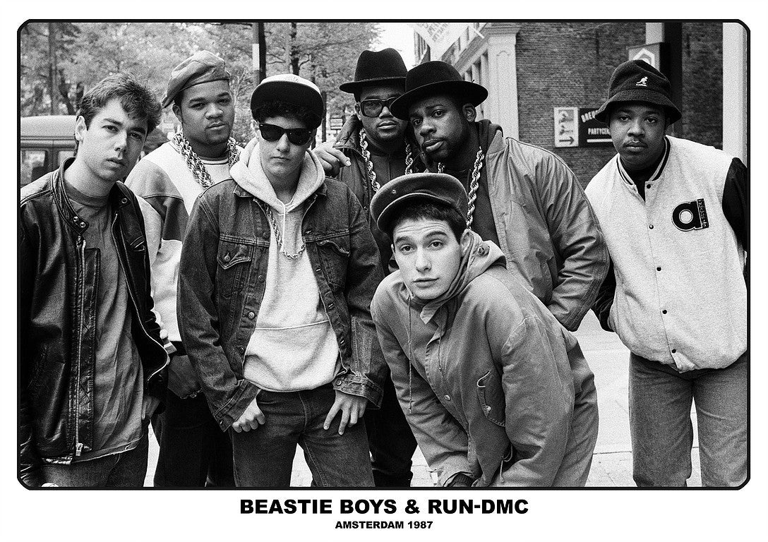 Beastie Boys & Run DMC Black and White Horizontal Poster Print