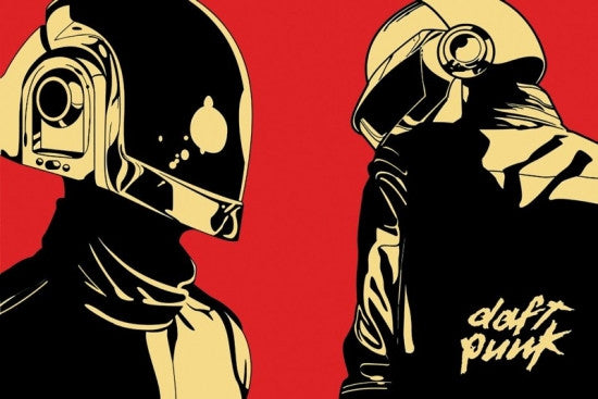 Daft Punk Cartoon Helmets Rolled Poster Print - 34x22