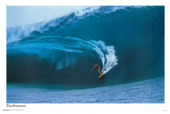 Surfing Teahupoo Poster Print - 34x22 Rolled Poster