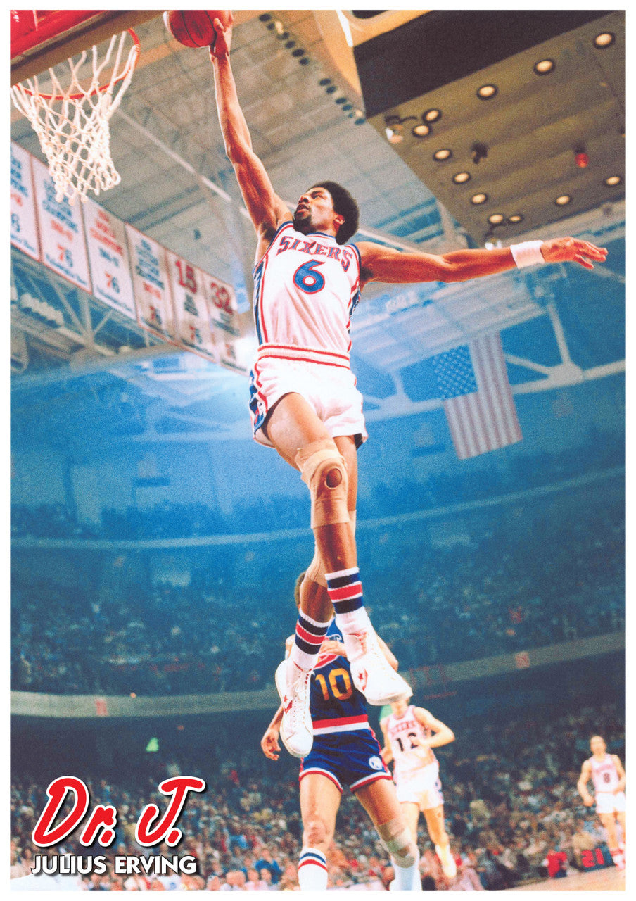 Dr. J Julius Erving Dunk Poster Print - 24x36