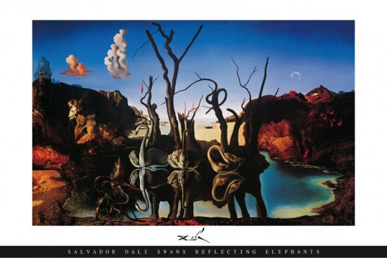 Dali Swans Reflecting Elephants Poster Print - 36x24