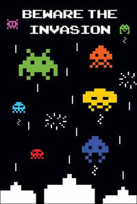 Space Invaders Beware The Invasion Rolled Poster Print