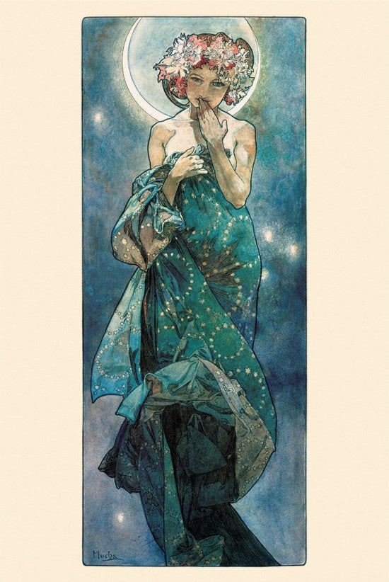 Mucha The Moon Poster Print - 36x24 Rolled Art Print
