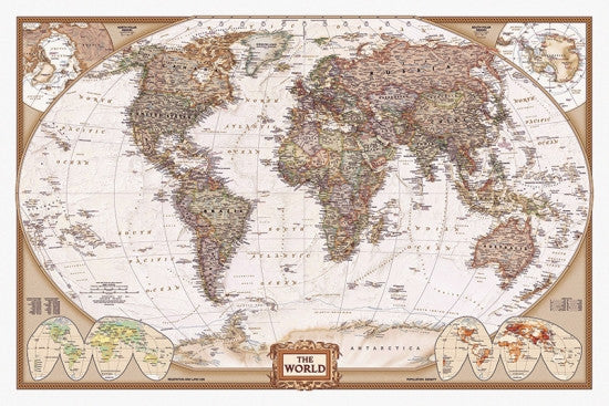 World Map Historical Rolled Poster Print - 36x24