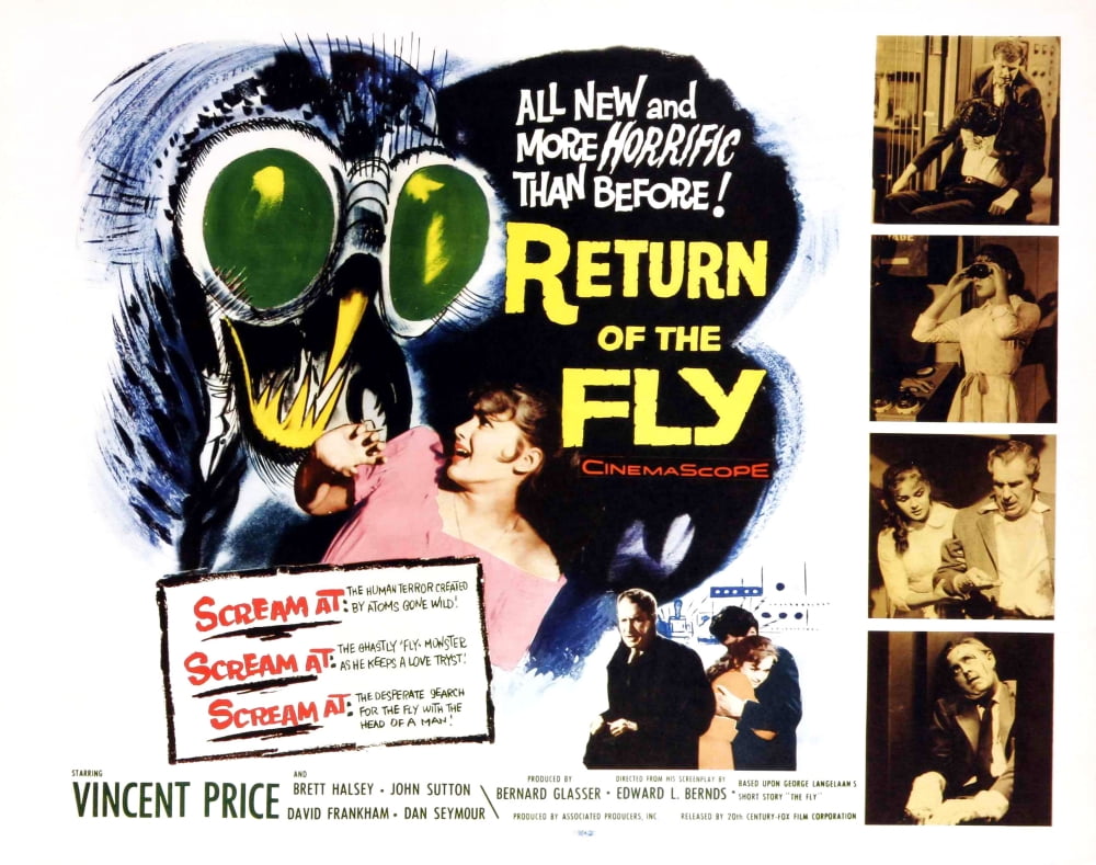 Return of the Fly movie masterprint poster featuring Vincent Price and Brett Halsey, 1959 film