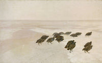 Partridges (1891) art print by Jozef Chelmonski featuring lush greenery and wildlife.