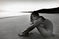 Margot Kidder Nude on Beach Photo Print, elegant beach scene.