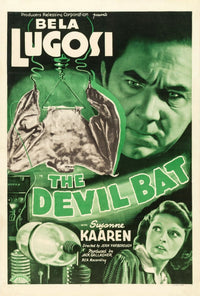 The Devil Bat Movie Poster featuring Bela Lugosi and Suzanne Kaaren - Classic Horror Art