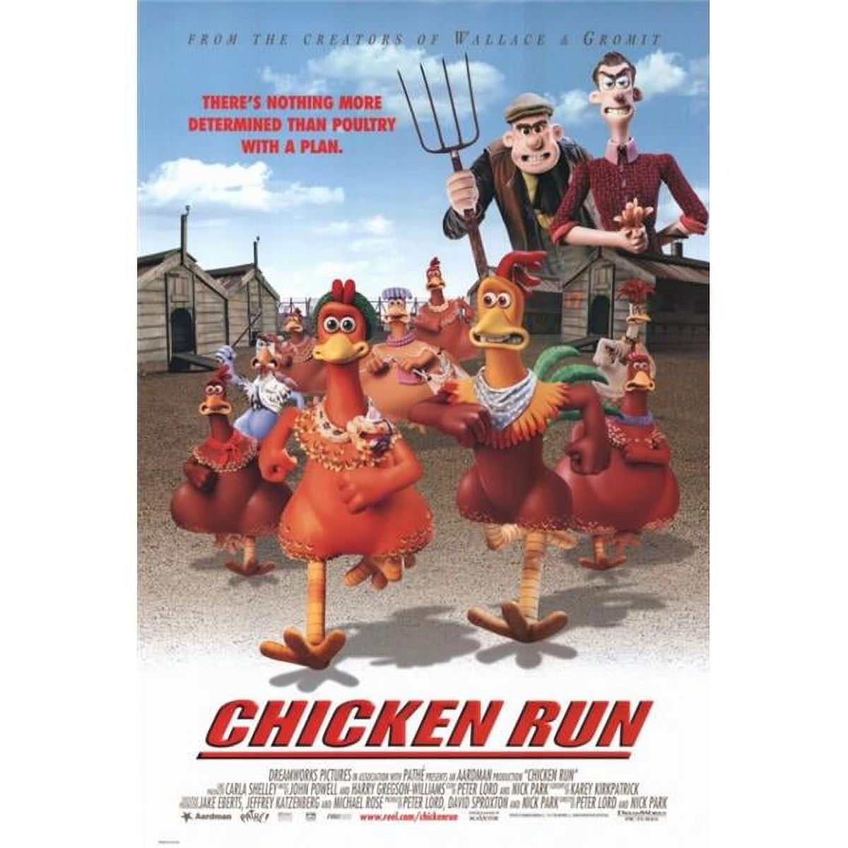 Chicken Run Movie Poster Print featuring colorful animated characters, 27x40 inches.