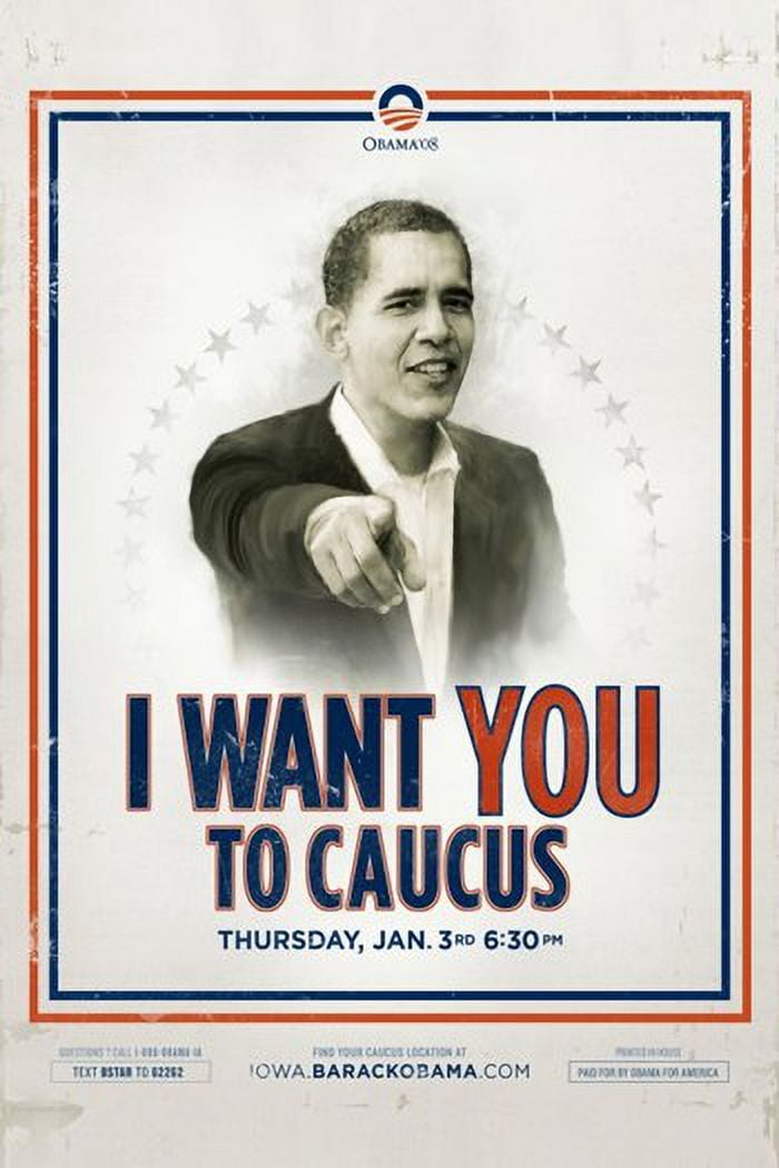 Barack Obama Iowa Caucus Campaign Poster 11x17