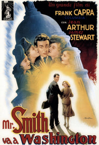 Mr. Smith Goes to Washington movie poster featuring James Stewart and Jean Arthur in vibrant colors.