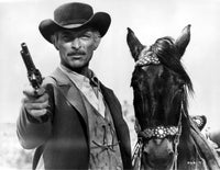 Lee Van Cleef photo print with revolver and horse