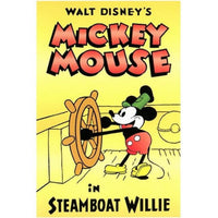 Steamboat Willie Movie Poster featuring classic Disney characters in vibrant colors.